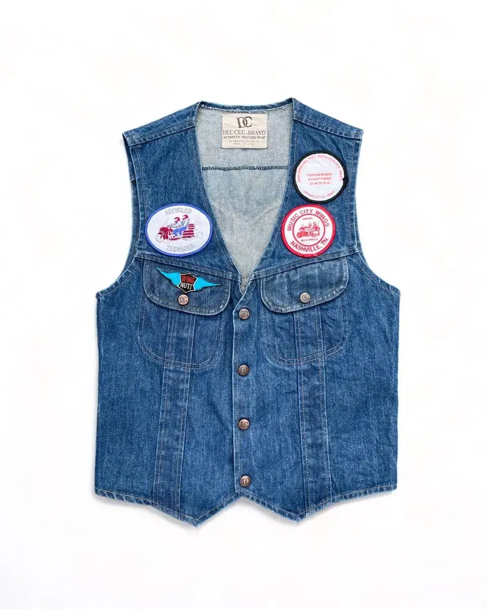 80s dee cee brand motorcycle denim vest